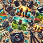 DALL·E 2024-07-22 13.49.48 – A vibrant image capturing the essence of photography as a hobby. The scene includes a variety of cameras (smartphone, DSLR, and mirrorless), accessori